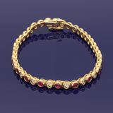 9ct Yellow Gold 2.10ct Ruby & 2.00ct Diamond Tennis Bracelet