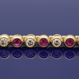 9ct Yellow Gold 2.10ct Ruby & 2.00ct Diamond Tennis Bracelet