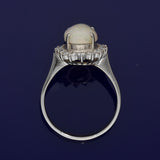 Pre-owned 14ct White Gold Large Opal & Diamond Oval Cluster Ring