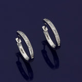 18ct White Gold Princess and Baguette Cut Diamond Hoop Earrings