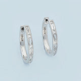 18ct White Gold Princess and Baguette Cut Diamond Hoop Earrings