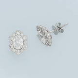 18ct White Gold Diamond Oval Cluster Stud Earrings