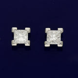 Platinum Certificated Princess Cut D Colour Diamond Stud Earrings 0.64ct