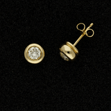 18ct Yellow Gold 1.04ct Diamond Bezel Set Stud Earrings