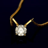 18ct Yellow Gold Certificated 1.50ct M VVS2 Diamond Solitaire Pendant Necklace