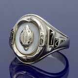Vintage 10ct White Gold American Class Signet Ring 1972