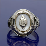 Vintage 10ct White Gold American Class Signet Ring 1972