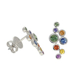 18ct White Gold Rainbow Sapphire Bubble Stud Earrings