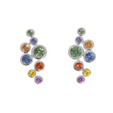 18ct White Gold Rainbow Sapphire Bubble Stud Earrings