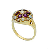 9ct Yellow Gold Amethyst and Seed Pearl Cluster Dress Ring