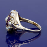 9ct Yellow Gold Amethyst and Seed Pearl Cluster Dress Ring