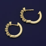18ct Yellow Gold Sapphire & Diamond Huggy Hoop Earrings