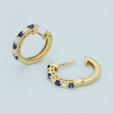 18ct Yellow Gold Sapphire & Diamond Huggy Hoop Earrings
