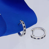 18ct White Gold Sapphire & Diamond Channel Set Small Hoop Earrings