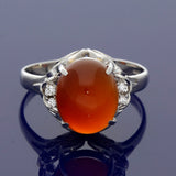 Platinum Carnelian and Diamond Vintage Cocktail Ring