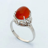 Platinum Carnelian and Diamond Vintage Cocktail Ring