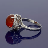 Platinum Carnelian and Diamond Vintage Cocktail Ring