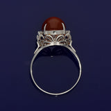 Platinum Carnelian and Diamond Vintage Cocktail Ring