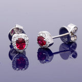 18ct White Gold Ruby and Diamond Heart Stud Earrings