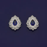 18ct White Gold Sapphire and Rose Cut Diamond Tear Drop Stud Earrings