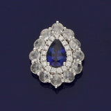 18ct White Gold Sapphire and Rose Cut Diamond Tear Drop Stud Earrings