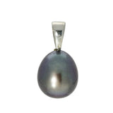 Black Teardrop Freshwater Pearl Silver Pendant - Grey