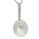 Large Teardrop South Sea Pearl & Diamond 18ct White Gold Pendant