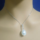 Large Teardrop South Sea Pearl & Diamond 18ct White Gold Pendant