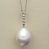 Large Teardrop South Sea Pearl & Diamond 18ct White Gold Pendant