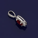 18ct White Gold 0.57ct Ruby & Diamond Oval Halo Pendant