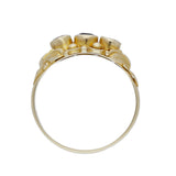 Vintage Style 9ct Yellow Gold Sapphire and Quartz Trilogy Ring