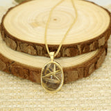 18ct Yellow Gold Large Rutilated Quartz Oval Pendant