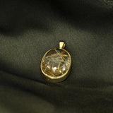 18ct Yellow Gold Large Rutilated Quartz Oval Pendant