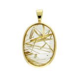 18ct Yellow Gold Large Rutilated Quartz Oval Pendant