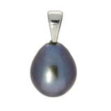 Black 9mm Teardrop Freshwater Pearl Silver Pendant - Blue/Black