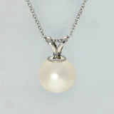 Single White Cultured Akoya Pearl 18ct White Gold Pendant