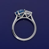 Platinum 3ct Laboratory Grown White & Blue Diamond Toi et Moi Ring