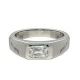 Platinum Laboratory-Grown Diamond 1ct Radiant Cut Bezel Set Signet Ring