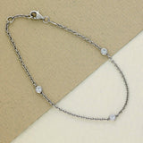 18ct White Gold Bezel Set 0.18ct Natural Diamond Yard Bracelet