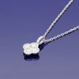 18ct White Gold Pave 0.30ct Diamond Clover Design 18" Necklace