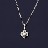 18ct White Gold Pave 0.30ct Diamond Clover Design 18" Necklace