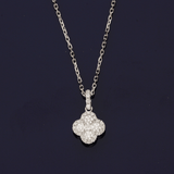 18ct White Gold Pave 0.30ct Diamond Clover Design 18" Necklace