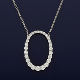 18ct White Gold 0.80ct Diamond Oval 16" Journey Necklace