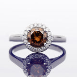 18ct White Gold Halo Ring with 1.21ct Certificated Chocolate Brown Diamond