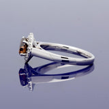 18ct White Gold Halo Ring with 1.21ct Certificated Chocolate Brown Diamond