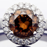 18ct White Gold Halo Ring with 1.21ct Certificated Chocolate Brown Diamond