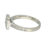 9ct White Gold Diamond Halo Cluster Ring with Diamond Set Shoulders