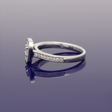 9ct White Gold Diamond Halo Cluster Ring with Diamond Set Shoulders