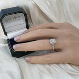9ct White Gold Diamond Halo Cluster Ring with Diamond Set Shoulders