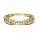 9ct Yellow Gold 0.25ct Baguette & Round Diamond 2 Row Wishbone Eternity Ring